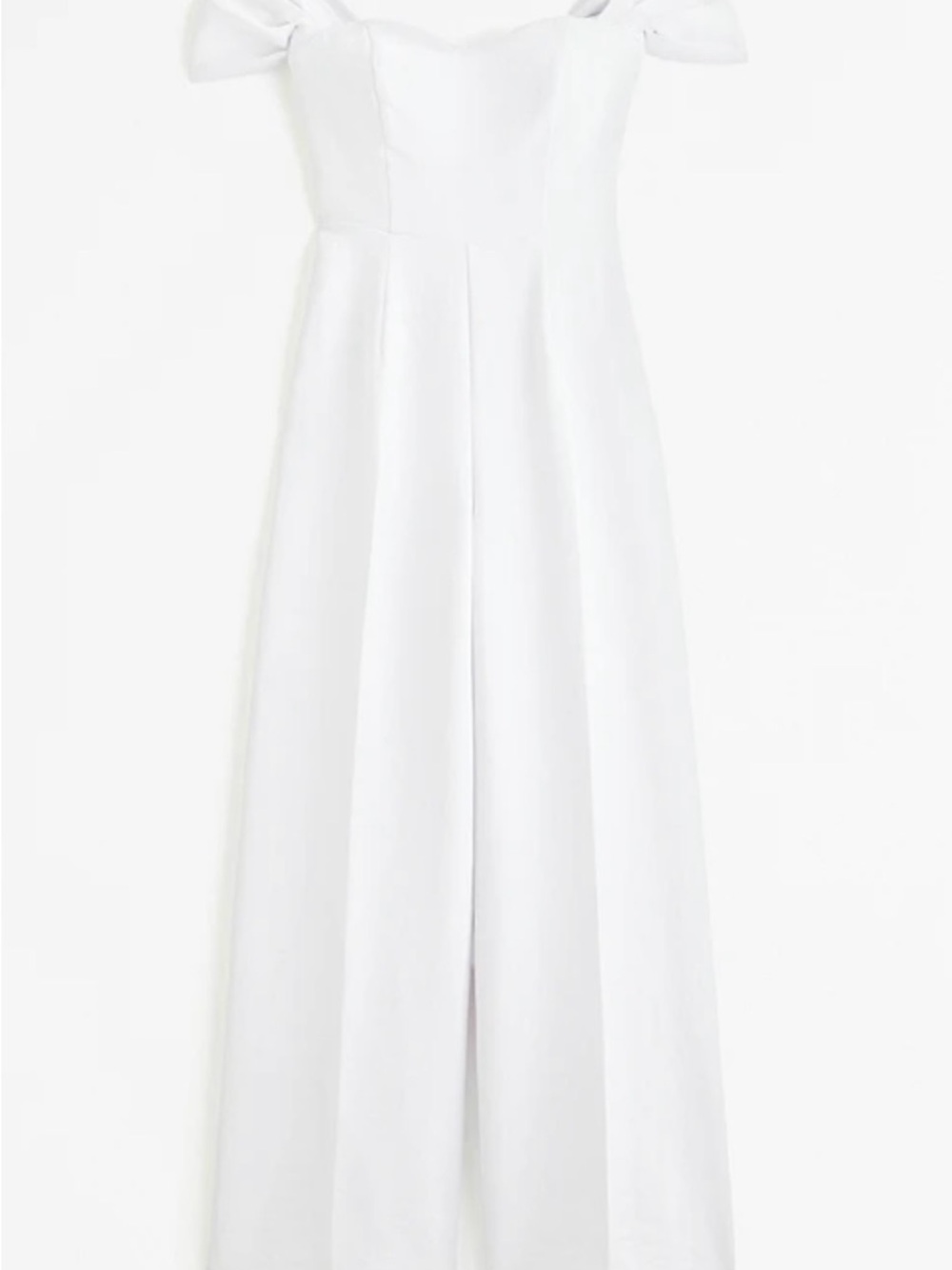 Abercrombie & Fitch White Off-Shoulder Wide-Leg Jumpsuit